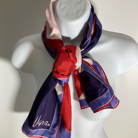 Vena Rectangular Red, Purple, White & Black Geometric Color Block Scarf - Picture 9 of 16